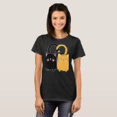 T-shirt Cute Ginger Chat Kitten Noir Aimer Valentines Jour (Devant entier)