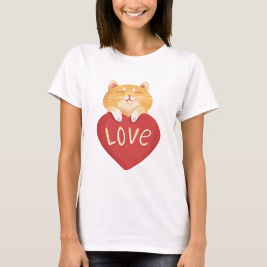 T-shirt Cute Ginger Kitty Love (Devant)