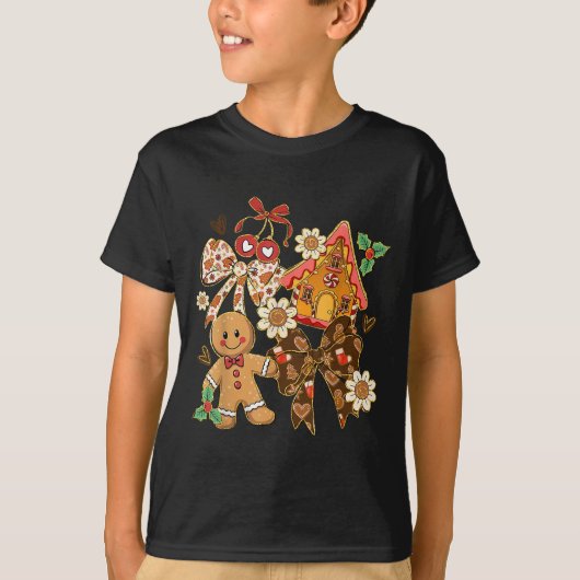 T-shirt Cute Gingerbread Christmas Preppy Coquette Holiday (Devant)