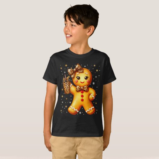 T-shirt Cute Gingerbread Leopard Coquette Christmas Xmas G (Devant entier)