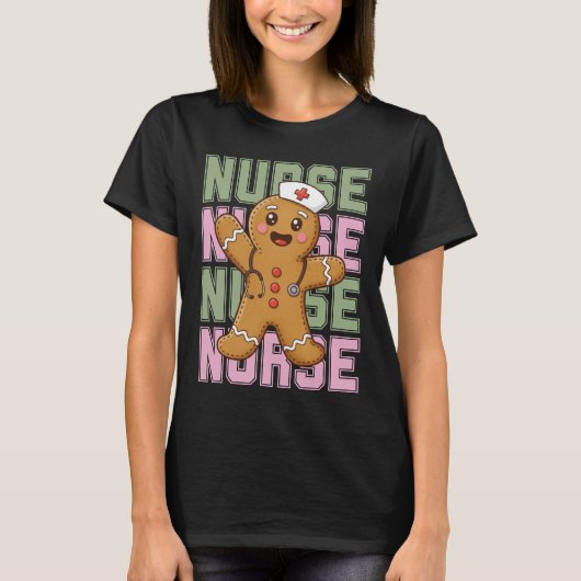 T-shirt Cute Gingerbread Nurse Christmas Shirt (Devant)