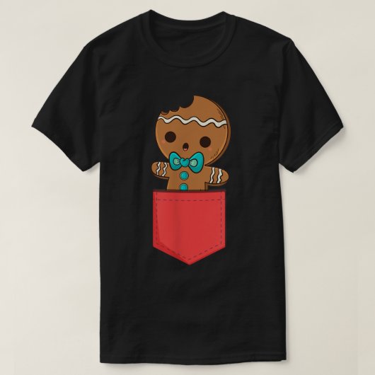 T-shirt Cute Gingerbread Pocket Christmas Design (Design devant)