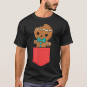 T-shirt Cute Gingerbread Pocket Christmas Design (Devant)