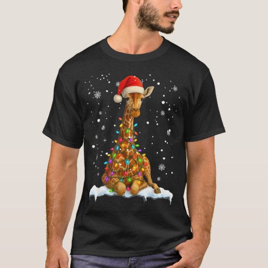 T-shirt Cute Giraffe Christmas Light Funny Giraffe Lover X (Devant)