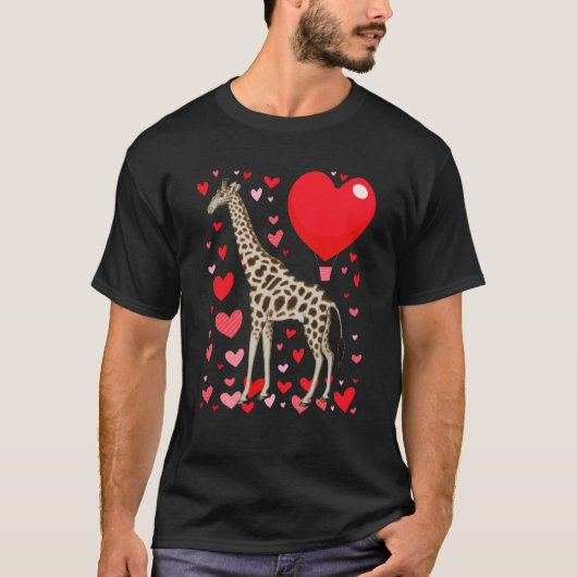 T-shirt Cute Giraffe Heart Tall Couples Valentine Zoo Anim (Devant)
