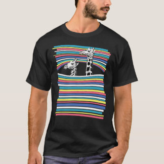 T-shirt Cute Giraffe Pastel Arc-en-ciel rayé classique T-S