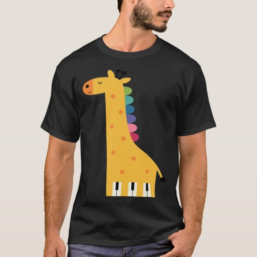 T-shirt Cute Giraffe Piano Music (Devant)