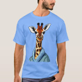 T-shirt Cute Giraffe portant une veste Denim (Devant)