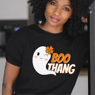 T-shirt Cute Girl Ghost Boo Thang Black Halloween