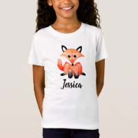 Cute Girls Watercolor Woodland Wildlife Fox & Name