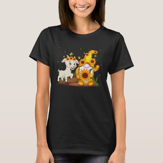 T-shirt Cute Gnome And Goat Sunflower  Gnome Goat Farmer (Devant)