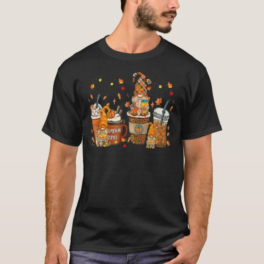 T-shirt Cute Gnome Fall Coffee Pumpkin Spice Latte Iced Au (Devant)