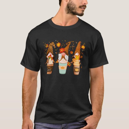 T-shirt Cute Gnome Fall Coffee Pumpkin Spice Latte Iced Au (Devant)
