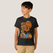 T-shirt Cute Gnome Leopard Citrouille Tree Feuilles automn (Devant entier)