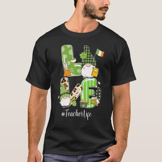 T-shirt Cute Gnome Shamrock LOVE St patrick de vie enseign (Devant)