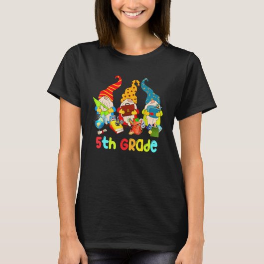 T-shirt Cute Gnomes 5th Grade Crew Teacher 100th Day Of Sc (Devant)