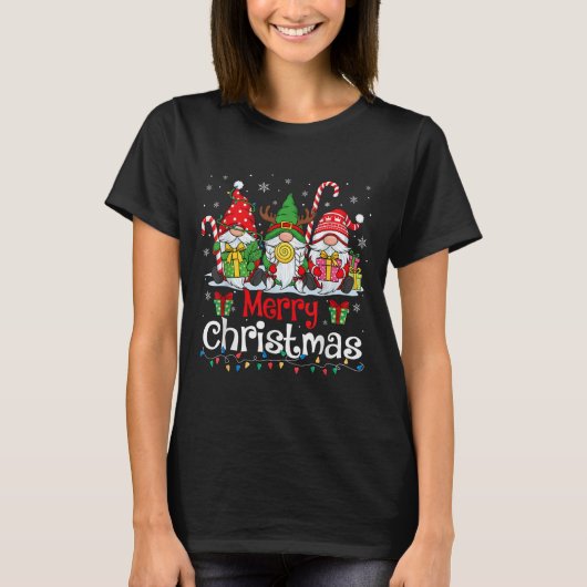 T-shirt Cute Gnomes Merry Christmas Light Family Gnome Xma (Devant)