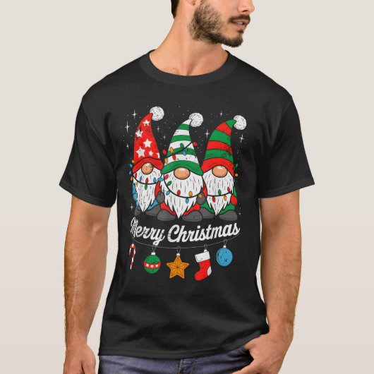 T-shirt Cute Gnomes Merry Christmas Light Family Gnome Xma (Devant)