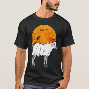 T-shirt Cute Goat Fantôme Pleine lune Chèvre Fermier Hallo