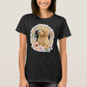 T-shirt Cute Golden Doodle Flower summer Floral Goldendood (Devant)
