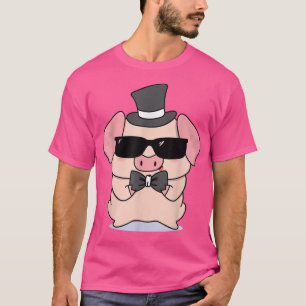 T-shirt Cute Golden Pig With Cylinder and Sungepris 655 