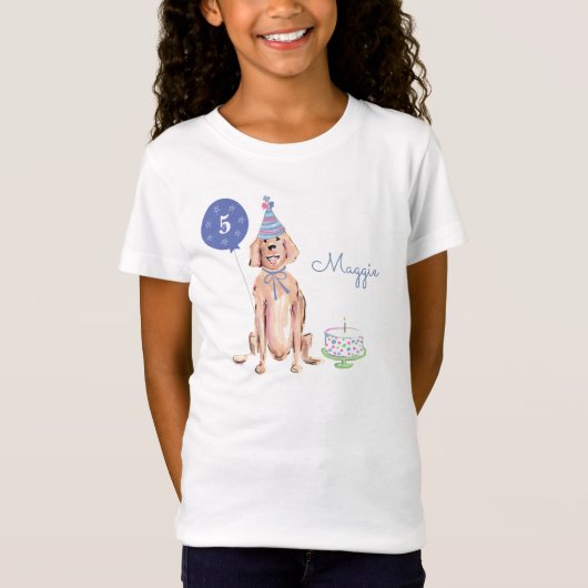 T-Shirt Cute Golden Retriever Chien Enfant Anniversaire Gâ (Devant)