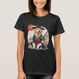 T-shirt Cute Golden Retriever comme Samurai vintages japon