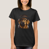 T-shirt Cute Golden Retriever Dog With Hat And Glasses Gra (Devant)