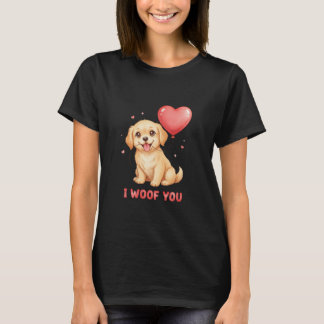 T-shirt Cute Golden Retriever Puppy I Woof You Valentine