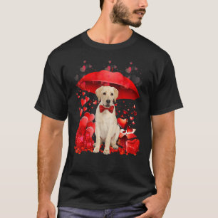 T-shirt Cute Golden Retriever Valentine Coeurs Umbrella Lo