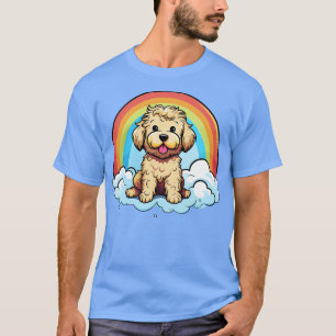 T-shirt Cute Goldendle Rainbow Cloud Kawaii Chien Heureux