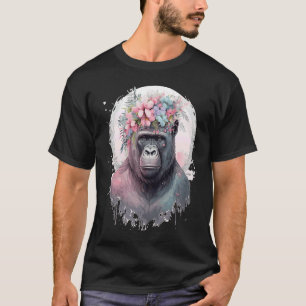 T-shirt Cute Gorilla Fleur Couronne Afrique Animal
