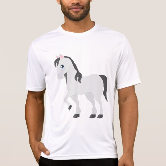 T-shirt Cute Gray Pony Cartoon Whimsical Horse (Devant)