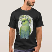 T-shirt Cute Green Budgie Parakeet Bird Flower Crown Pet B (Devant)