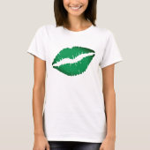 T-shirt Cute Green Lips Kiss Me Je suis Irlandais St Patri (Devant)