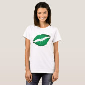 T-shirt Cute Green Lips Kiss Me Je suis Irlandais St Patri (Devant entier)