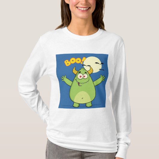 T-shirt Cute Green Monster Halloween Boo (Devant)