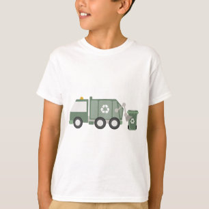 T-shirt Cute Green Recycling Camion Véhicules Enfants Anni