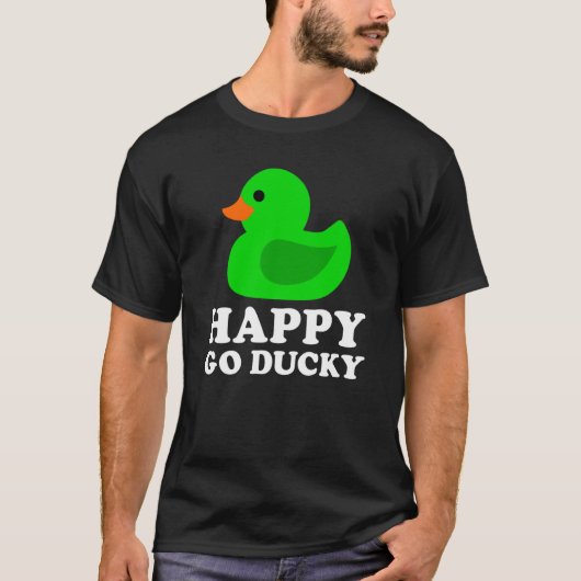 T-shirt Cute Green Rubber Duck Lucky Go Ducky Pun  1 (Devant)