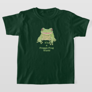 T-shirt Cute Green Tree Frog - Froggy-Frog World texte.