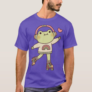 T-shirt Cute Grenouille Avec Casque Et Patins À Roulettes
