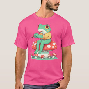 T-shirt Cute Grenouille Champignons Jouer Flute