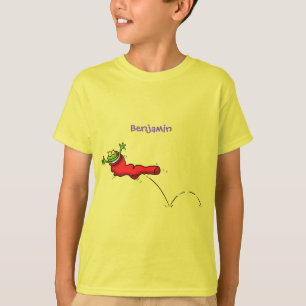 T-shirt Cute grenouille dans une chaussette rouge saut de