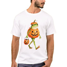 Cute grenouille Halloween en costume Citrouille