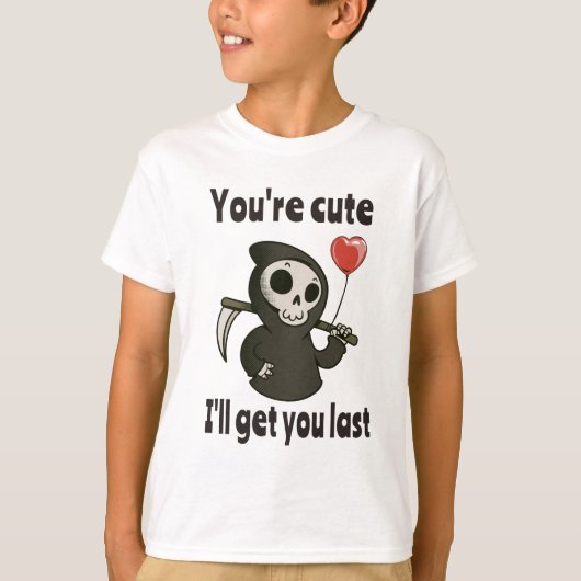 T-shirt Cute Grim Reaper avec coeur romantique (Devant)