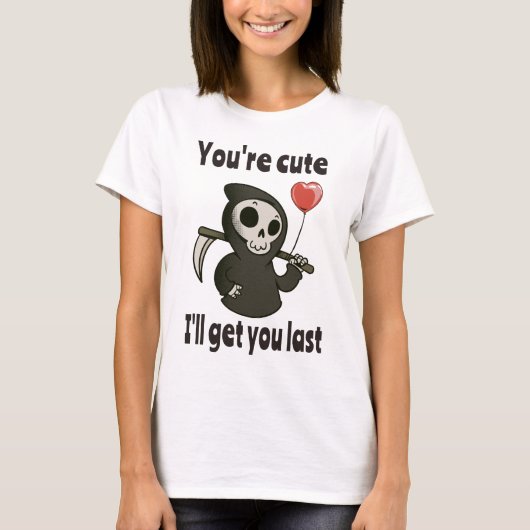T-shirt Cute Grim Reaper avec coeur romantique (Devant)