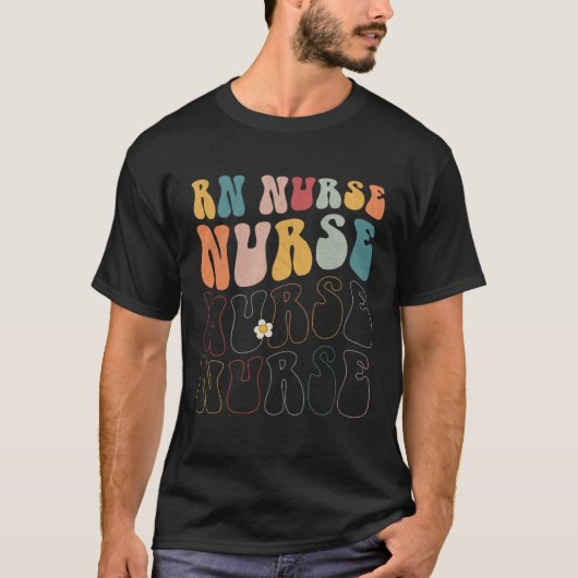 T-shirt Cute Groovy RN Nurse RN ICU ER Pediatric (Devant)
