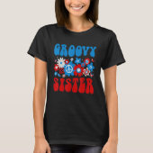 T-shirt Cute Groovy Sister American 4th of July Matching F (Devant)