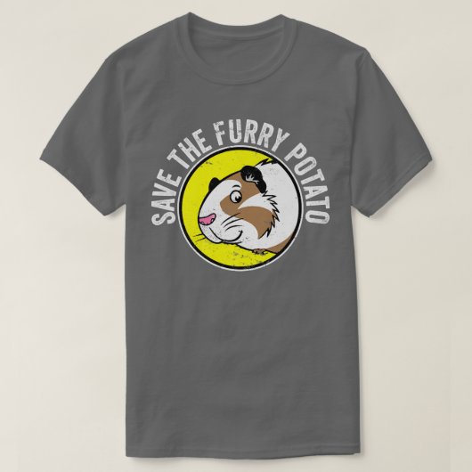 T-shirt Cute Guinea Pig I Save the Furry Potato (Design devant)