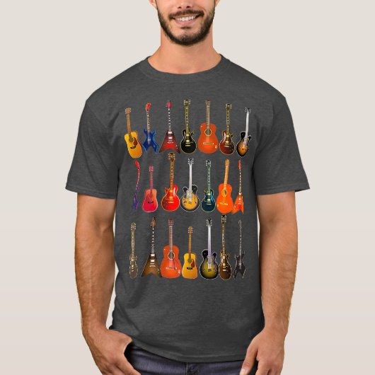 T-shirt Cute Guitar Rock N Roll Instruments de musique (Devant)
